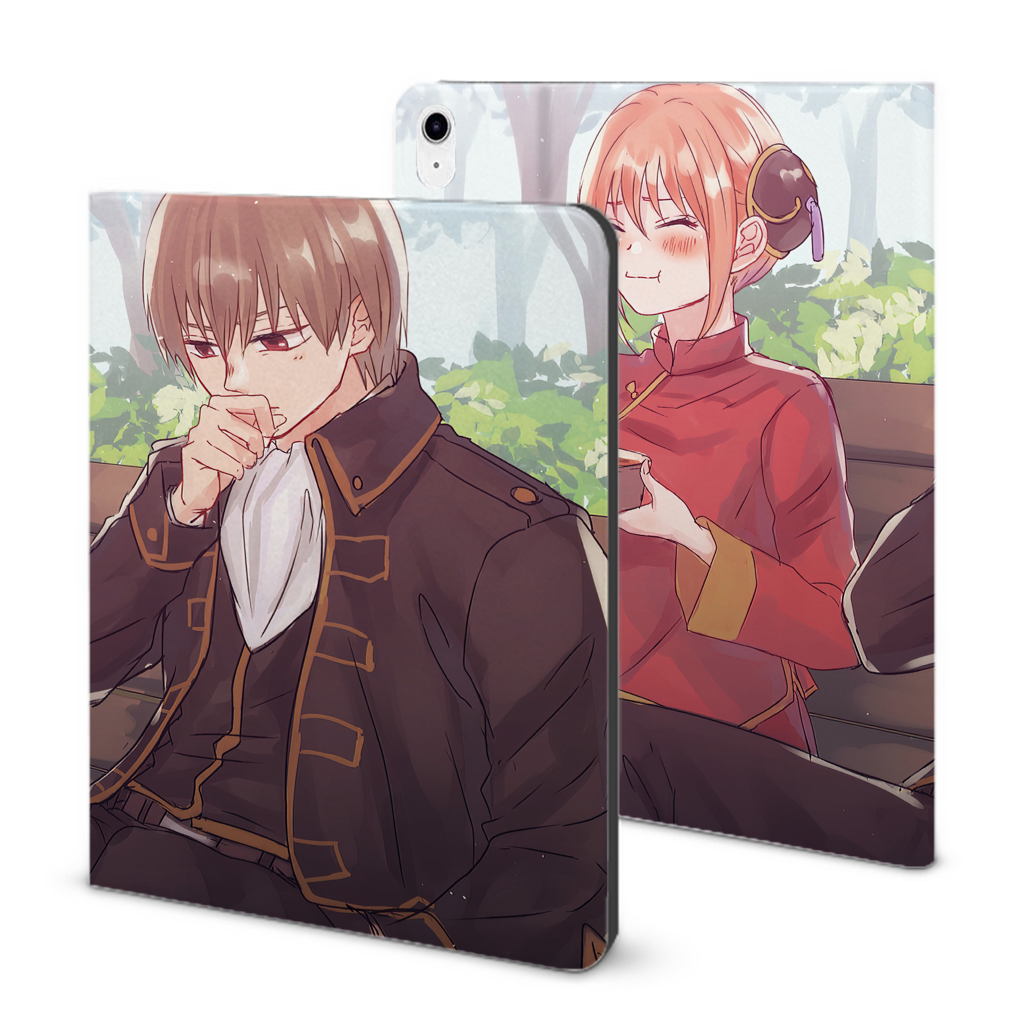 （画像用） ぎんたま 坂田銀時（さかたぎんとき） 神楽 志村新八（しむら しんぱち） GINTAMA Sakata Gintoki Kagura Shimura Shinpachi IPad ケース ブック型 PUレザー TPU 耐衝撃 軽量 薄型 ペン収納なし 全面保護 IPad 各モデル対応